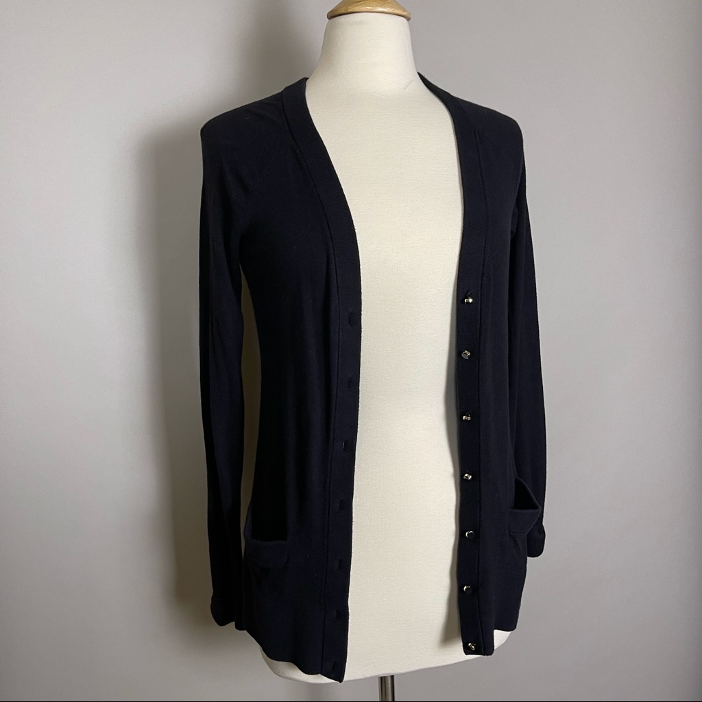 Kate Spade Black Cardigan With Bow Cuffs Sz S